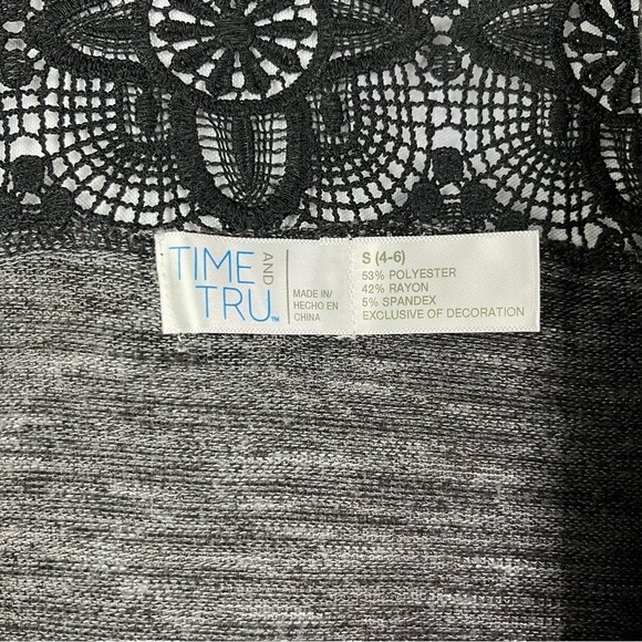 Time and Tru Heather Gray Open Front Lightweight Cardigan S - Picture 4 of 4